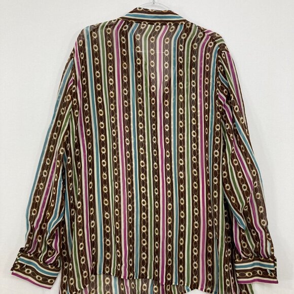 Silk Assets Diane Von Furstenberg 1X Artsy Colorful Retro Pure Silk Button Down - Picture 11 of 12
